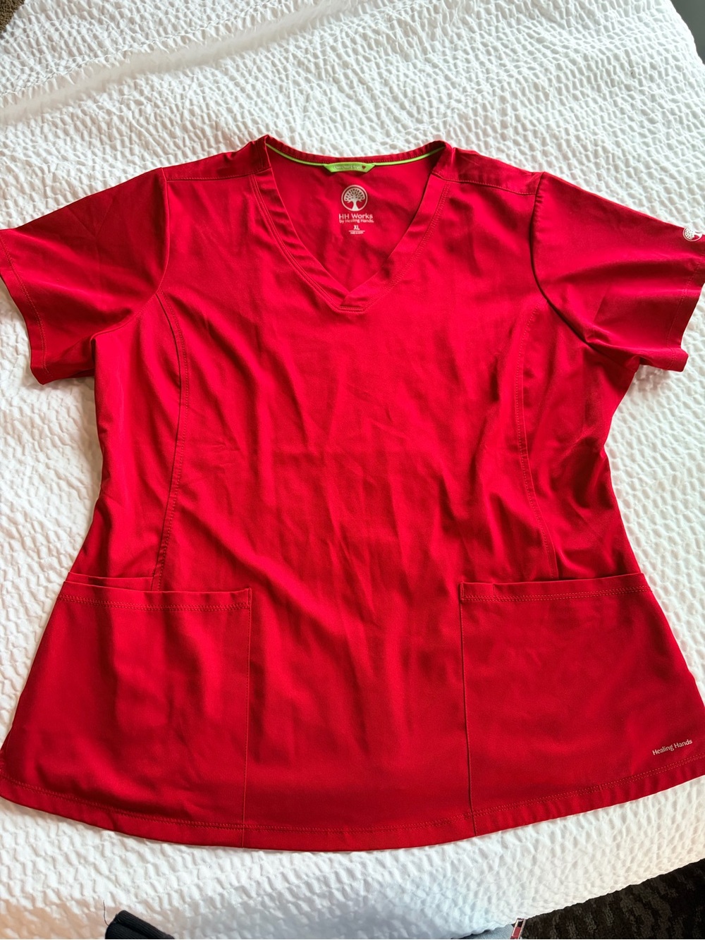 HH Works Healing Hands Scrub Top V-Neck Sz XL style 2500 red